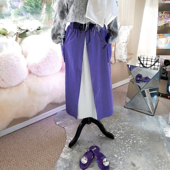EUC Franc belted purple skirt with pleated grey accent and cargo pockets, O/S - Picture 3 of 8